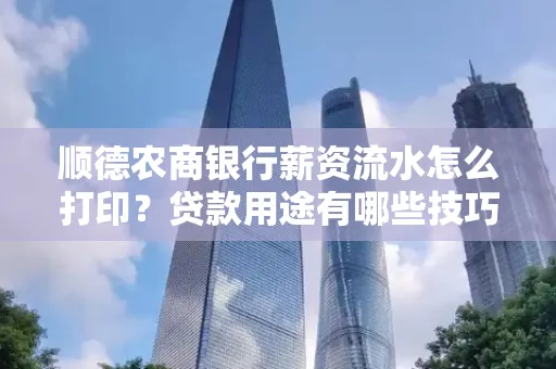 顺德农商银行薪资流水怎么打印?贷款用途有哪些技巧?